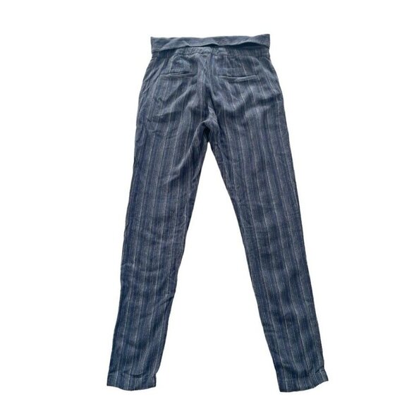 Vince. Womens Sz 0 Blue Gray Striped High Rise Linen Blend Pants - Picture 2 of 8